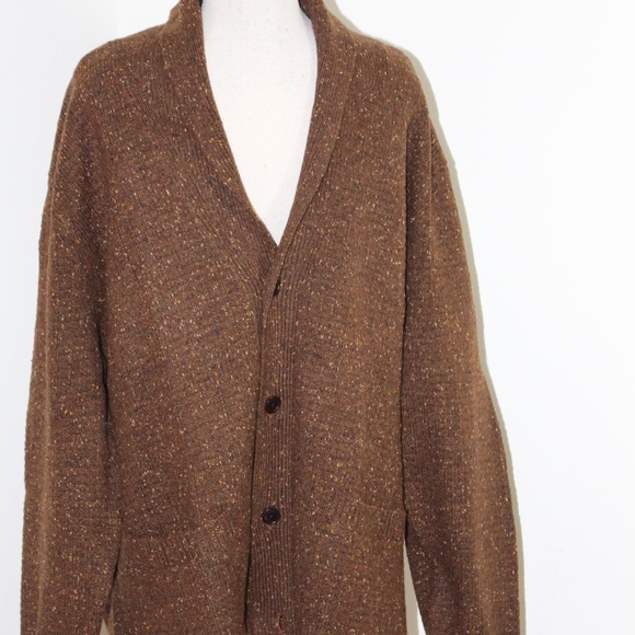 UNTUCKit Emeric Donegal Lambswool Cardigan Sweater Men’s XXL Brown - Picture 5 of 15
